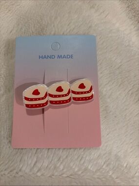 ♥️🍰Cute red cake slice Hair Clips
